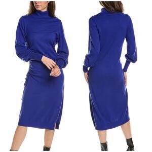 Ted Baker NWT Aavvaa Knitted Dress Ruched Side Size 4 (US 10) Sweater Dress Blue